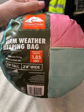 Ozark Trail Pink & Light Teal Kids' Warm Weather Sleeping Bag